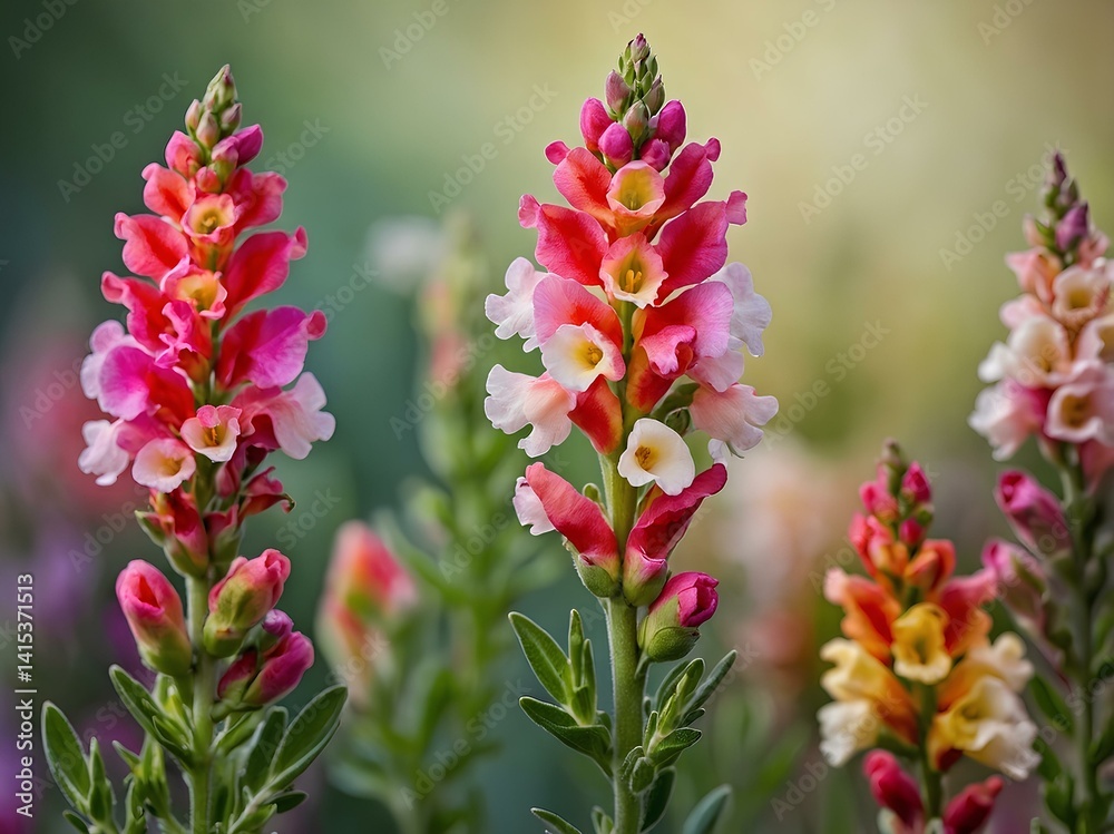 Obraz premium The Captivating Snapdragon Flower: Exploring Its Unique Dragon-shaped Blooms, Vibrant Colors, and Fascinating Role in Gardens, Pollination, and Folklore Traditions
