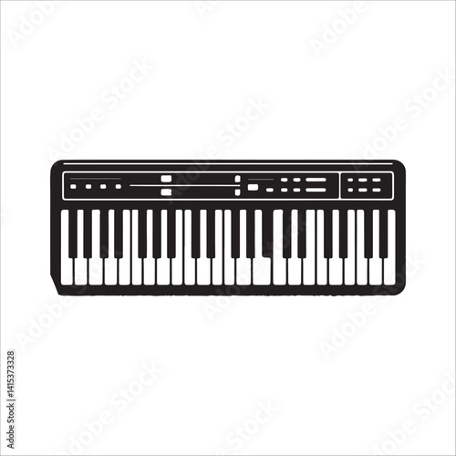 Silhouette of a Keyboard Instrument with Control Panel