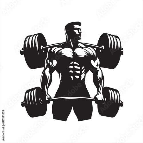 weightlifting bodybuilder vector silhouette clip art illustration