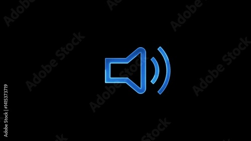 neon glowing audio music speaker animation vertical all the video blue neon glowing sound wave effect with black background.