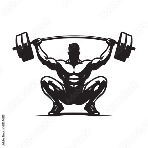 weightlifting bodybuilder vector silhouette clip art illustration