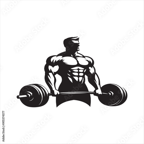 weightlifting bodybuilder vector silhouette clip art illustration