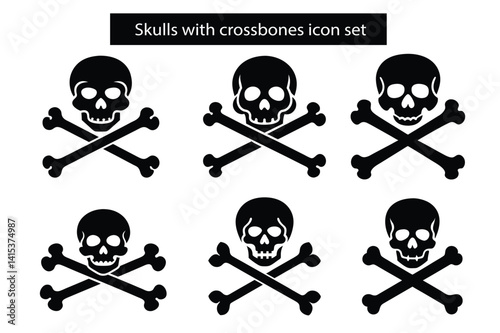 Skull and Crossbones Pirate Flag Illustration with Warning Symbol