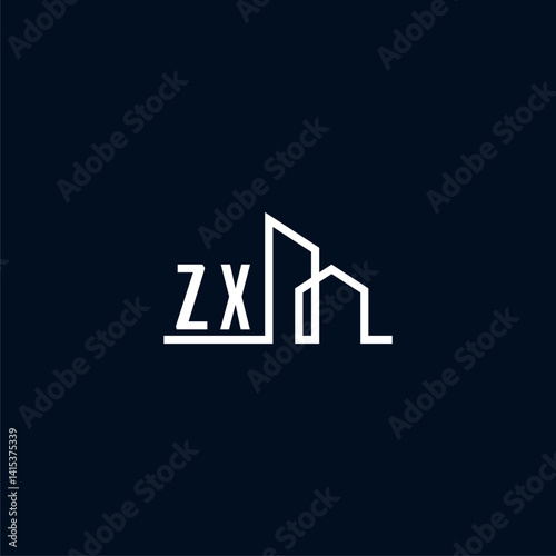 ZX initials a sleek and modern logo showcases abstract architectural shapes, emphasizing creativity and innovation in building design against a dark background