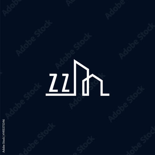 ZZ initials a sleek and modern logo showcases abstract architectural shapes, emphasizing creativity and innovation in building design against a dark background