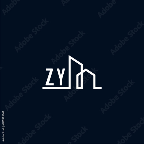 ZY initials a sleek and modern logo showcases abstract architectural shapes, emphasizing creativity and innovation in building design against a dark background