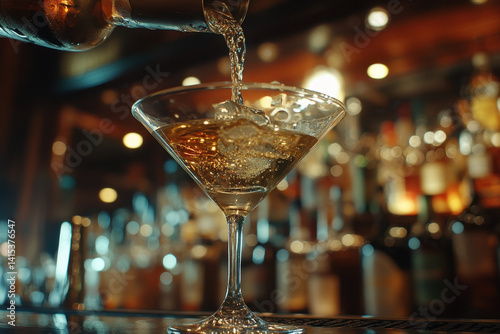 Wallpaper Mural Person pouring drink into a martini glass at a bar counter. Torontodigital.ca