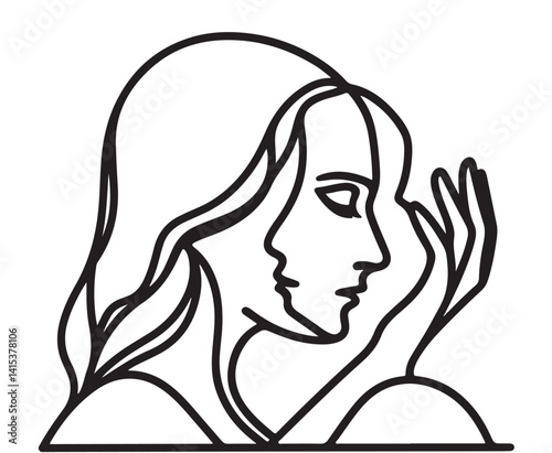 Sad girl sitting. Sad girl with lonely expression. silhouette woman psychology I'm not okay