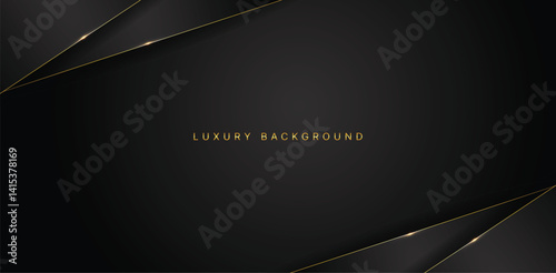 Dark elegant abstract background with luxury gold lines. Modern exclusive background for poster, banner, wallpaper and futuristic design concepts. Vector illustration
