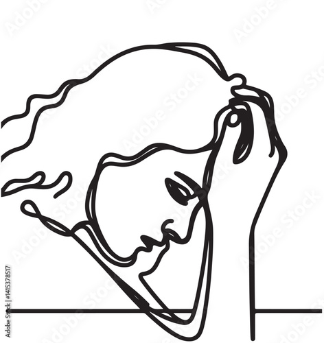 Sad girl sitting. Sad girl with lonely expression. silhouette woman psychology I'm not okay