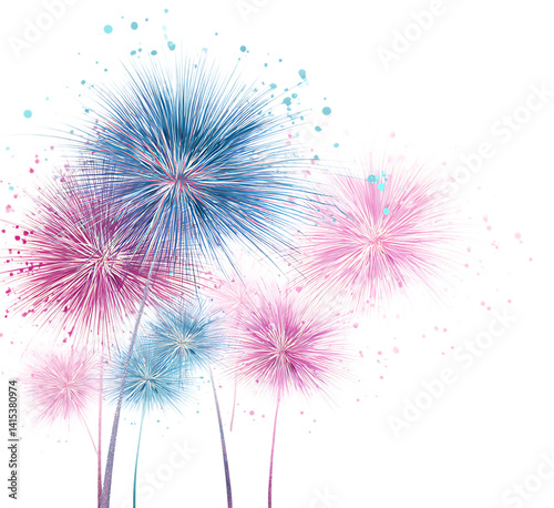 Abstract pastel dandelion fireworks illustration