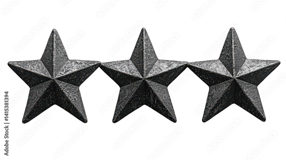 Obraz premium Three star general rank insignia military leadership achievement symbol on transparent background