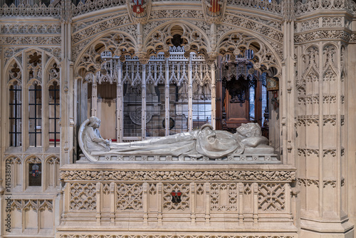 Effigy of Bishop Lloyd's Tomb in Newcastle Cathedral (St. Nicholas' Cathedral) at Newcastle upon Tyne. Tyne and Wear, use it as your Wallpaper, Poster and Space for text, Selective focus.