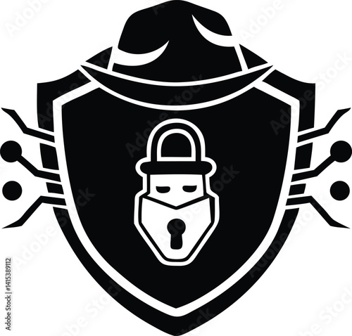 Modern and Unique cybersecurity icon silhouette vector art, cybersecurity line art vector illustration, cybersecurity vector logo icon design