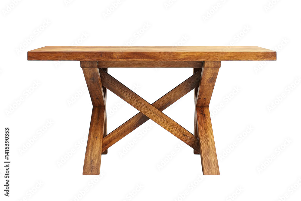 Rustic Farmhouse X Base Wooden Dining Table on Black Background showcasing rich wood grain and sturdy construction perfect for a cozy on transparent background Rustic Farmhouse X Base Wooden Dining Table on Black Background showcasing rich wood grain and sturdy construction perfect for a cozy on transparent background