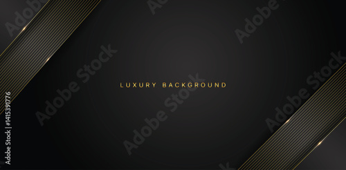 Dark elegant abstract background with luxury gold lines. Modern exclusive background for poster, banner, wallpaper and futuristic design concepts. Vector illustration
