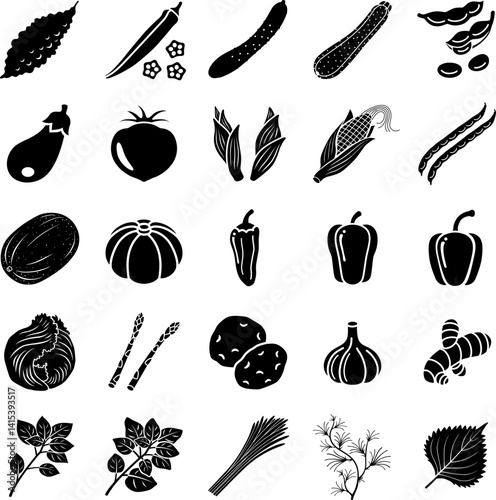 夏野菜のアイコンセット