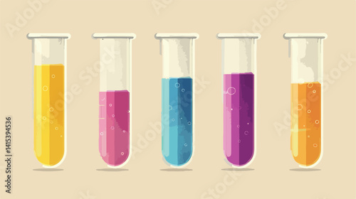 Test Tubes Over Beige Background Vector Illustration
