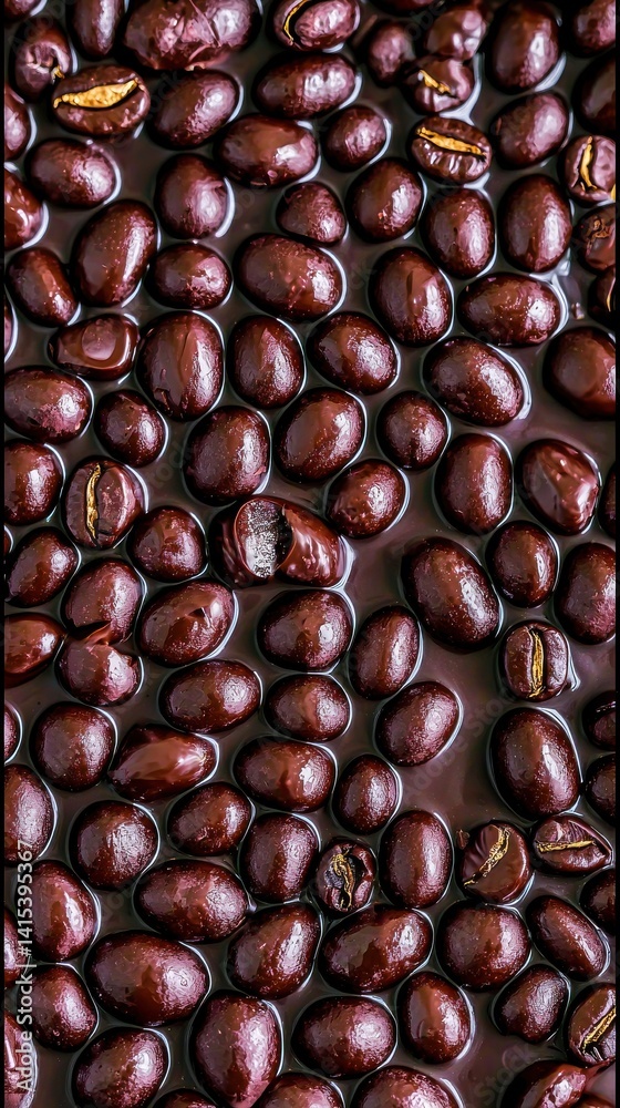 Delicious Chocolate Covered Coffee Beans, Sweet Treat Closeup in Natural Light, Food Texture Delicious Chocolate Covered Coffee Beans, Sweet Treat Closeup in Natural Light, Food Texture