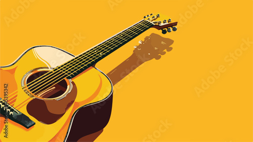 Bright Yellow Acoustic Guitar Vector Illustration for Music Background