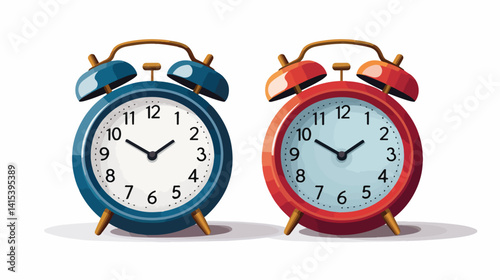 Modern Alarm Clock on White Background - Vector Illustration
