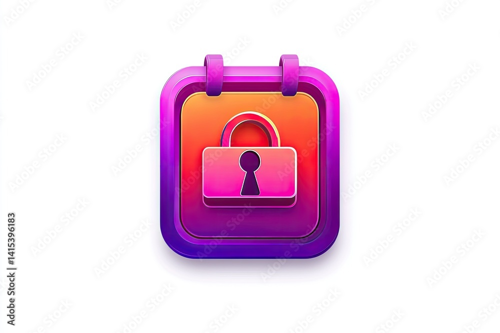 Gradient square icon with padlock, symbolizing secure calendar access