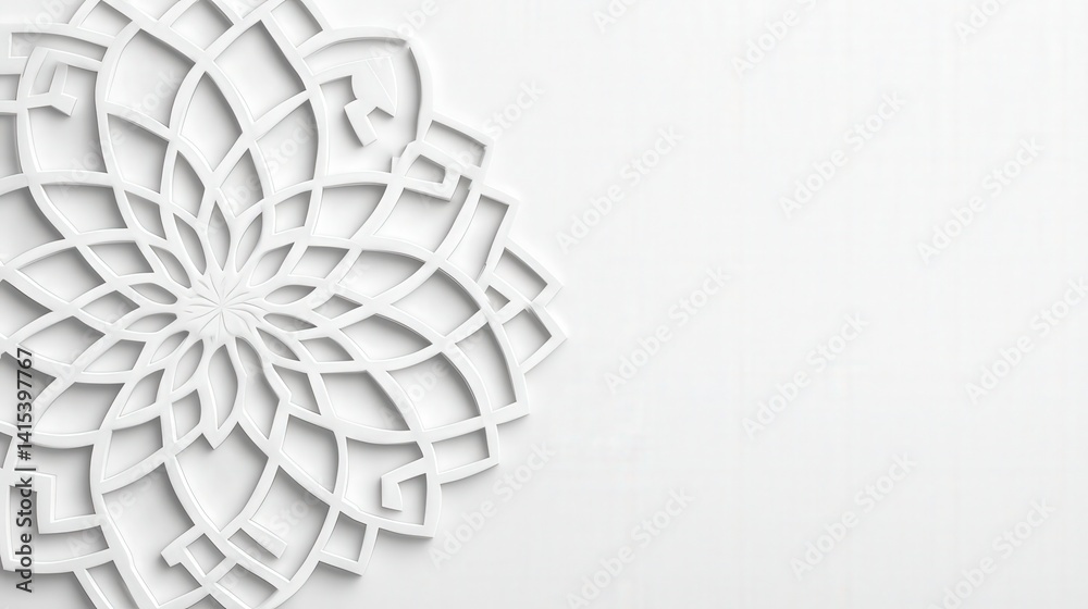 Fototapeta premium White Mandala Design on White Background