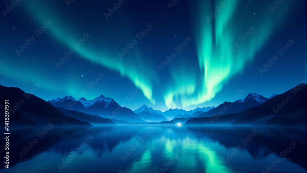 Breathtaking Aurora Borealis Over Serene Waters Breathtaking Aurora Borealis Over Serene Waters