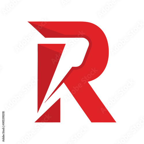 clean letter r with sharp angles logo icon on whit