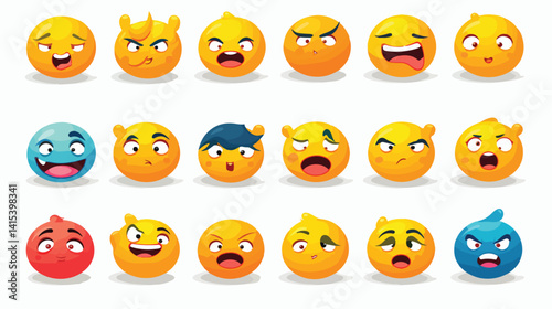 Vibrant Colorful Emoticons Smiling Crying Laughing Eating Confi