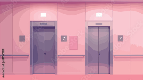 Elevator Up Down Design over Light Pink Background