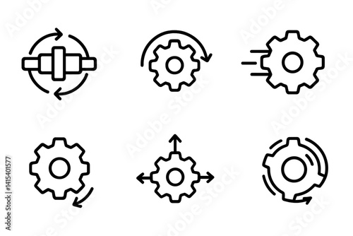 outline vector icons of general settings: gear, sliders, control panel, toolbox, wrench, screwdriver, system update, user preferences., set of line style icons in a modern, minimalist design.