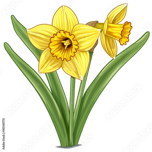 Daffodil flowers isolated white background 
