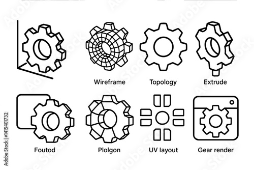 outline vector icons of general settings: gear, sliders, control panel, toolbox, wrench, screwdriver, system update, user preferences., set of line style icons in a modern, minimalist design.