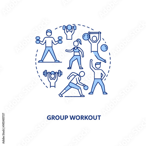 Group workout icon for fitness apps and training programs