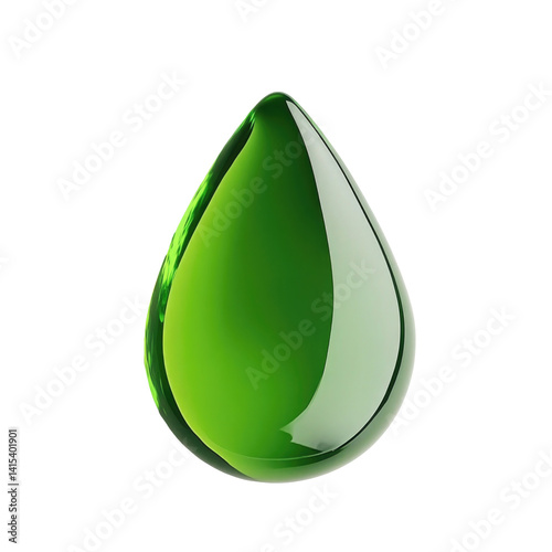green drop of water on transparent background