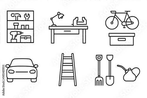 Home and garden essentials: linear icon set for diy enthusiasts