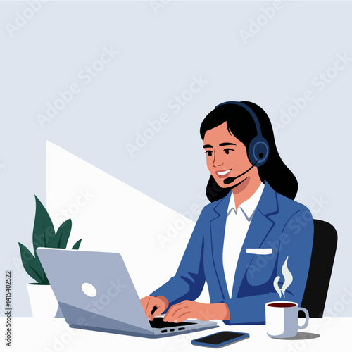 businessman working in office room laptop vector illustration