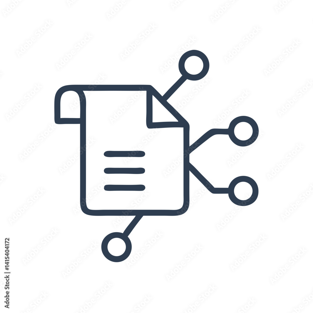Document network icon, data file connection symbol Document network icon, data file connection symbol