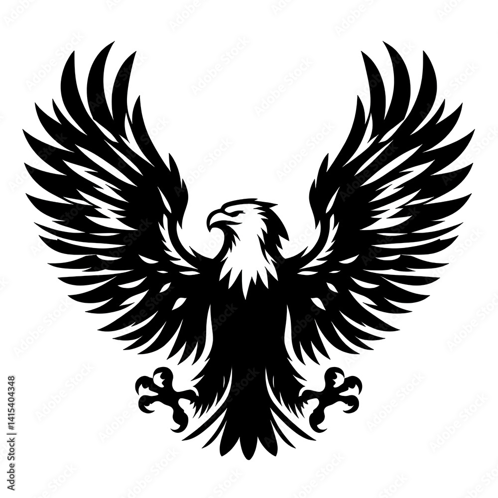 Obraz premium illustration silhouette eagle on white background