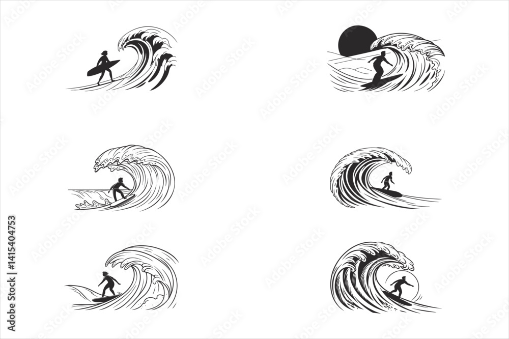 Obraz premium Surfobards Silhouettes