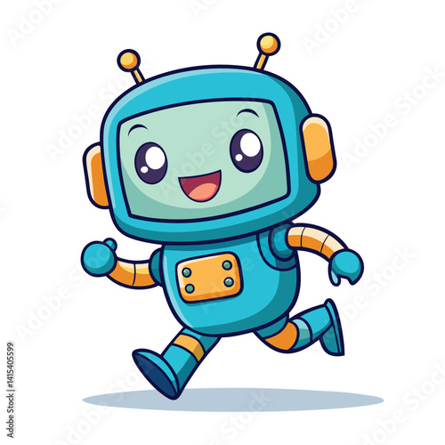 Cute cartoon robot running