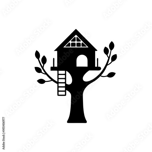 creative details Treehouse Icon Vector Illustration