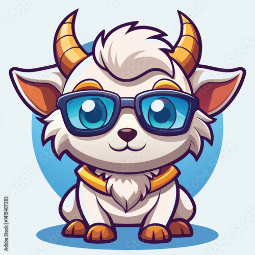 Cute cartoon goat with sunglasses