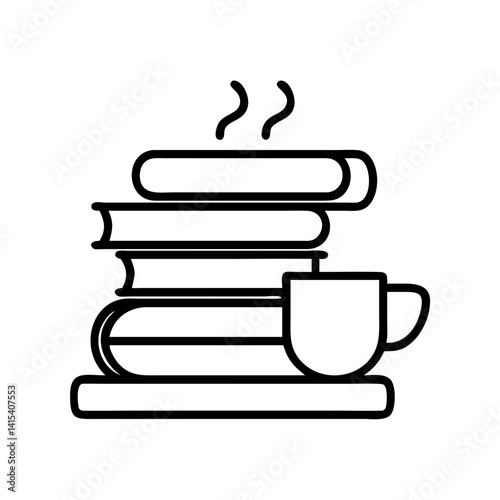 Stack of books with coffee cup vector illustration for reading study and relaxation concept design