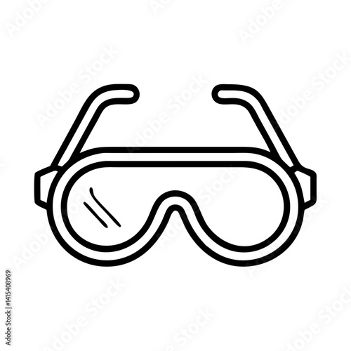 Outline drawing of safety glasses goggles eye protection for lab work and construction sites