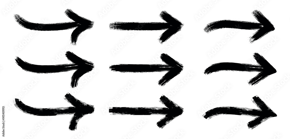 Vector Grunge Arrows Collection. Vector arrows, brush strokes. Hand draw of Black Vector Grunge Arrows, vector illustration. Vector Grunge Arrows Collection. Vector arrows, brush strokes. Hand draw of Black Vector Grunge Arrows, vector illustration.