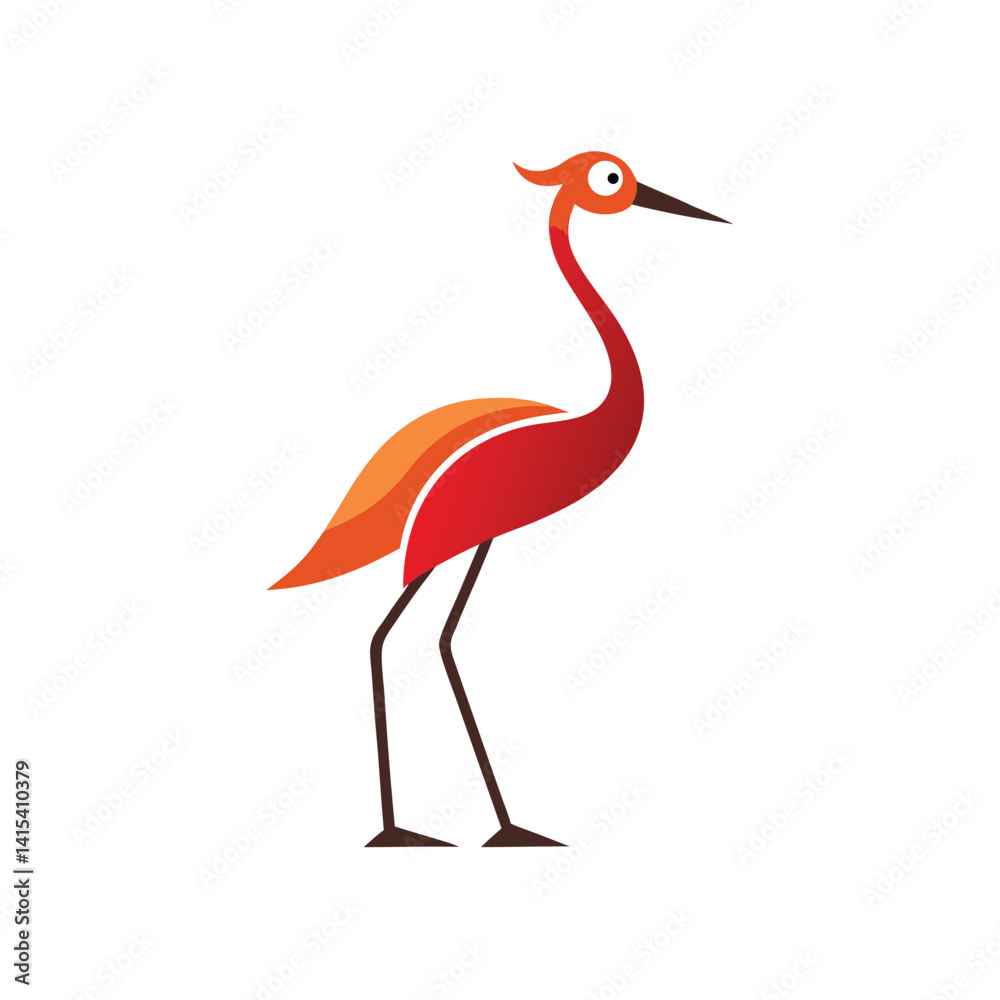 Obraz premium minimalist crane standing on one leg logo icon on