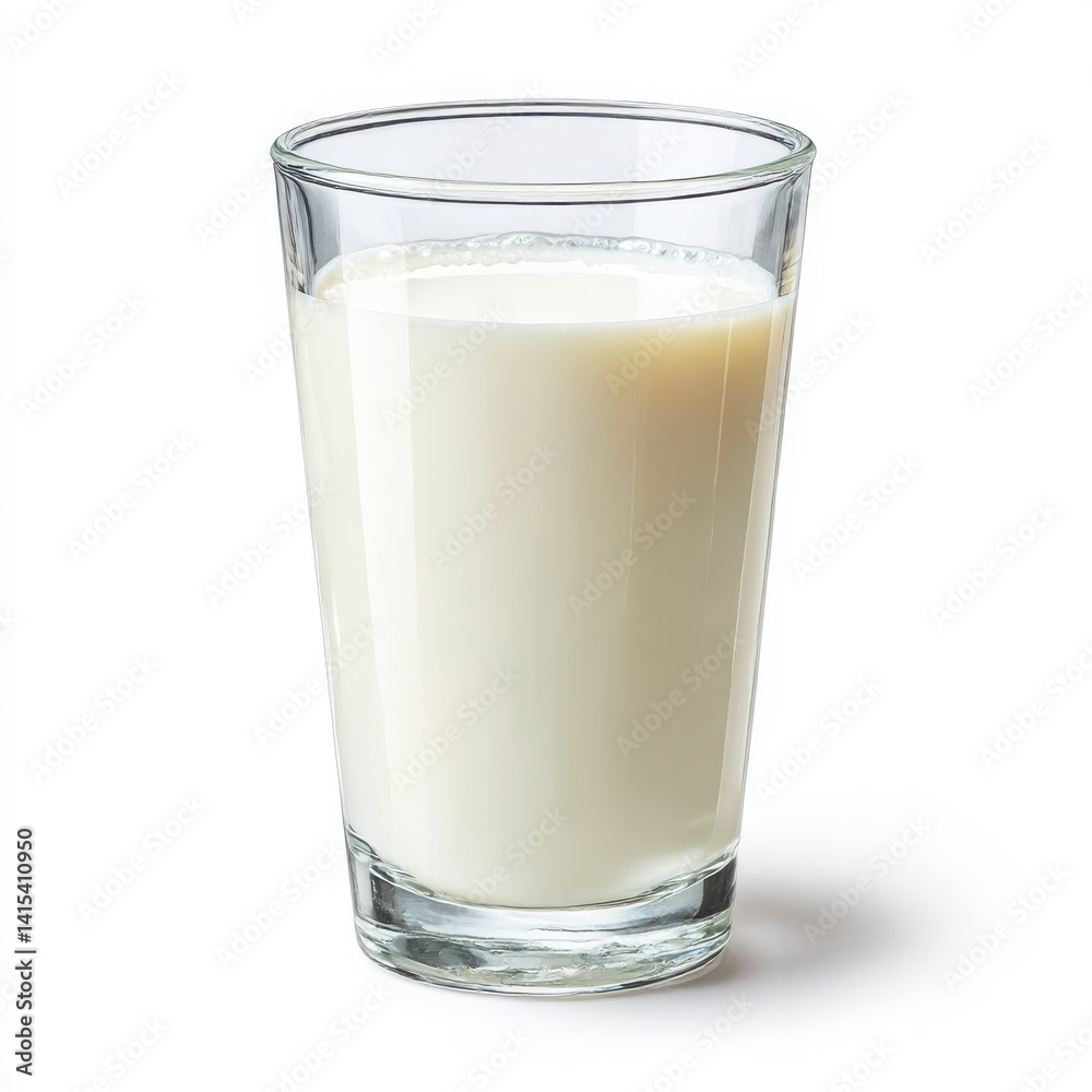 A clear glass filled with a creamy white liquid sitting on a white surface top A clear glass filled with a creamy white liquid sitting on a white surface top