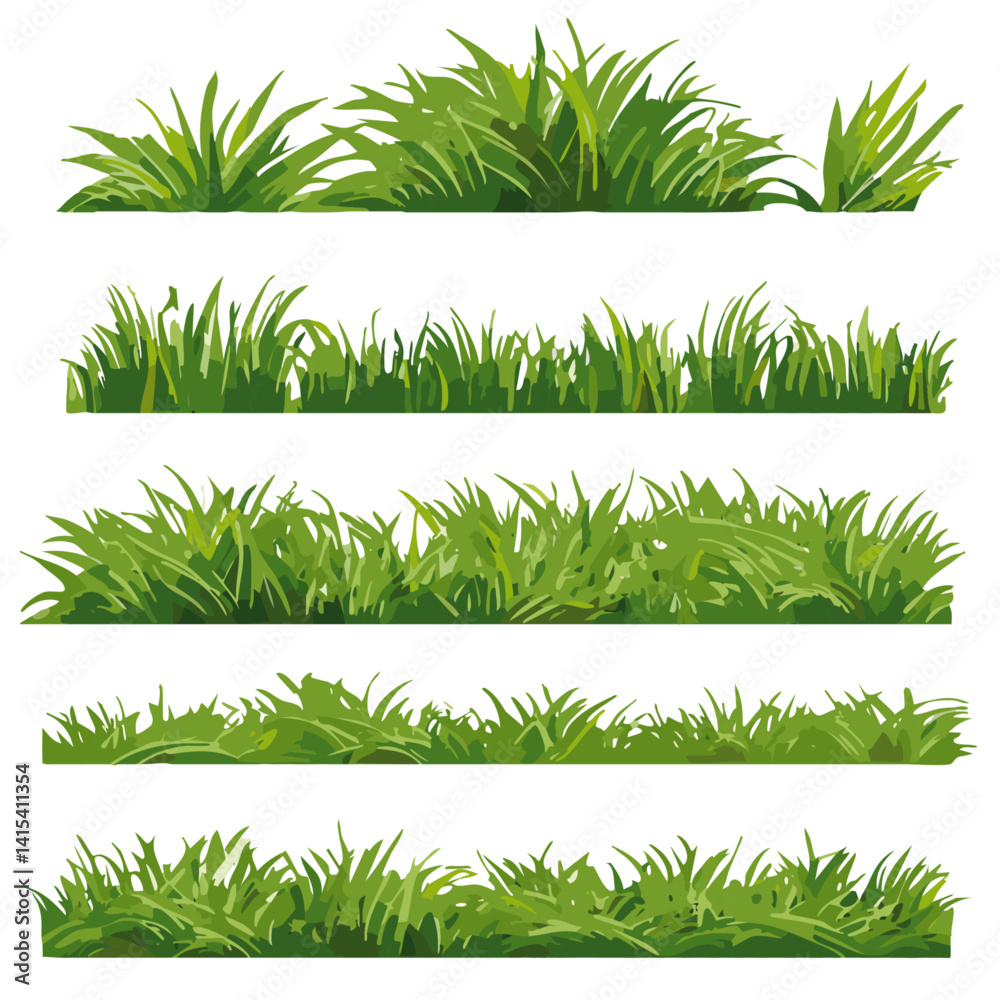 set of green grass vector nature graphic design